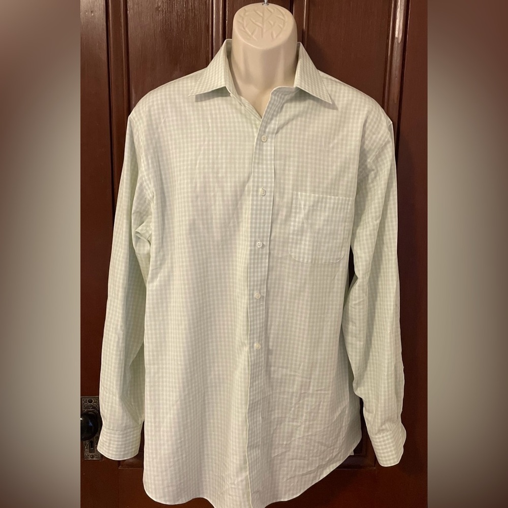 Brooks Brothers Men’s Regent Fit Non-Iron Dress Shirt 16.5 34 Green Check